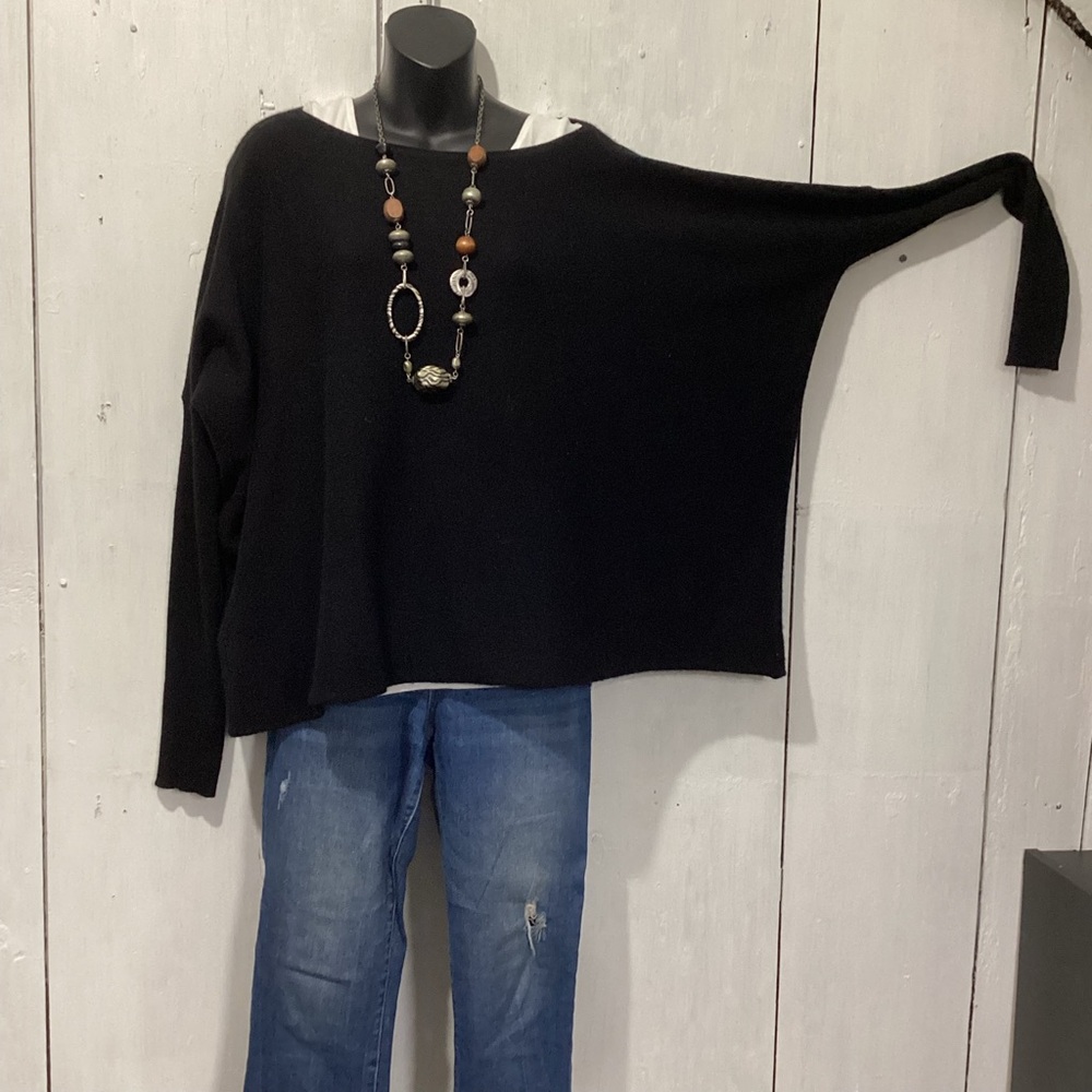 Demy Lee Black Cashmere Pullover Sweater, Size L - Picture 2 of 3